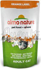 Almo Nature Oranžinė etiketė Suaugusių kačių visavertis ėdalas su kalakutiena 750g.